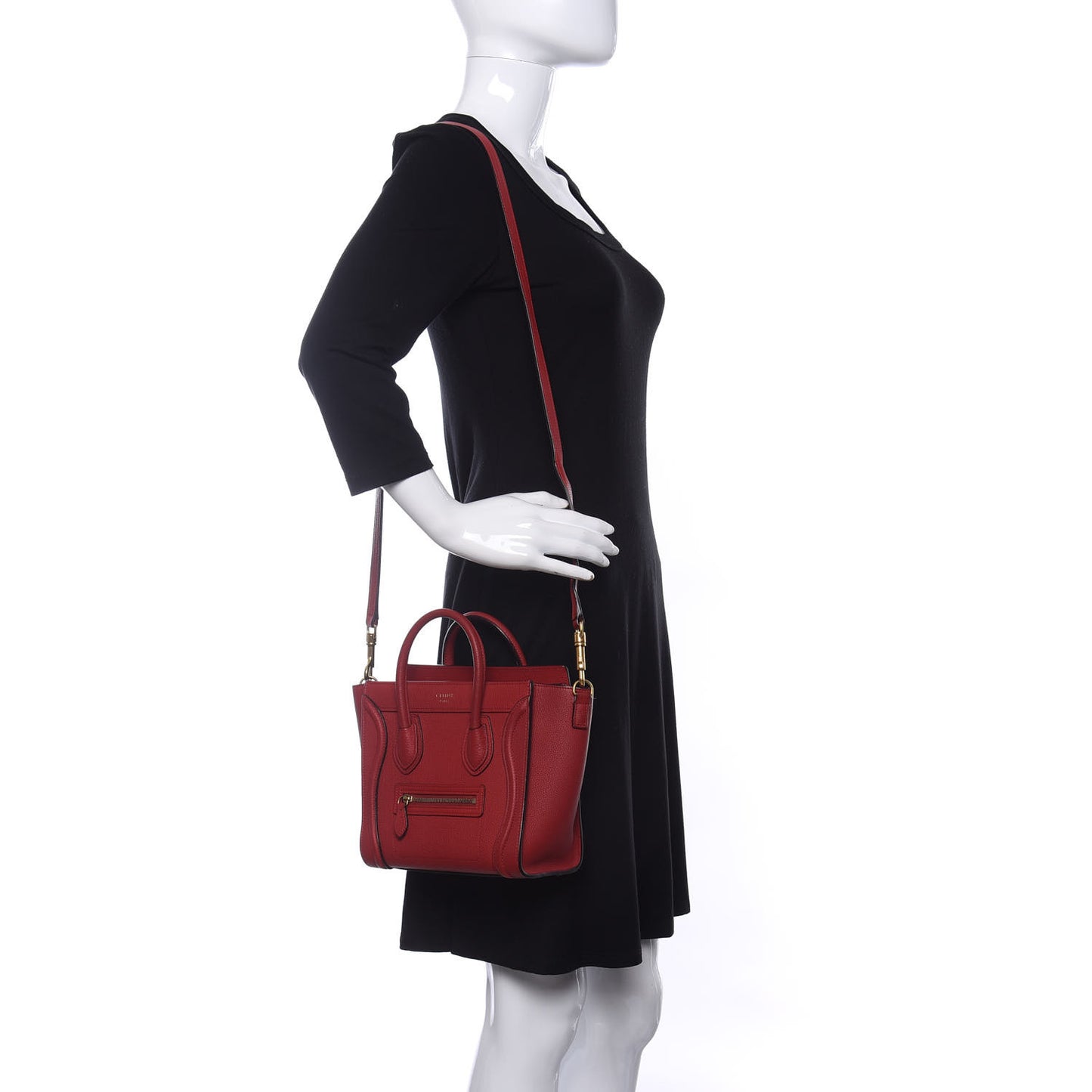 Drummed Calfskin Nano Luggage Red