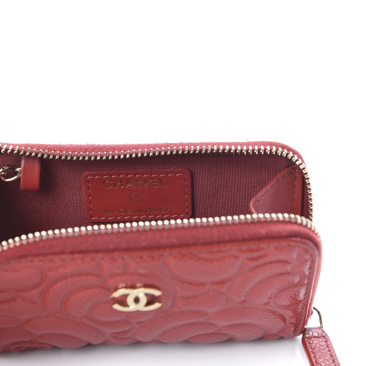 Chanel Caviar Camellia Embossed Key Holder Case Red 8 of 10