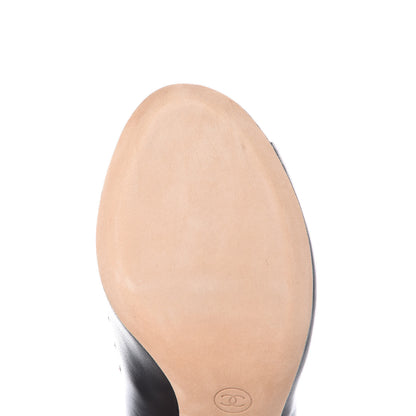 Chanel Lambskin Camellia Peep Toe Pumps 39.5 Black 9 of 9