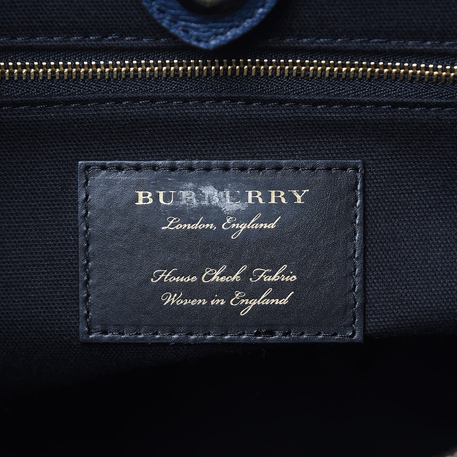 Burberry Grainy Calfskin House Check Large Banner Tote Ink Blue 6 of 12