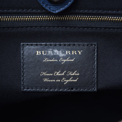 Burberry Grainy Calfskin House Check Large Banner Tote Ink Blue 6 of 12