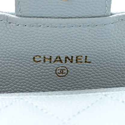 Chanel Caviar Quilted Flap Card Holder Wallet Light Blue 6 of 9