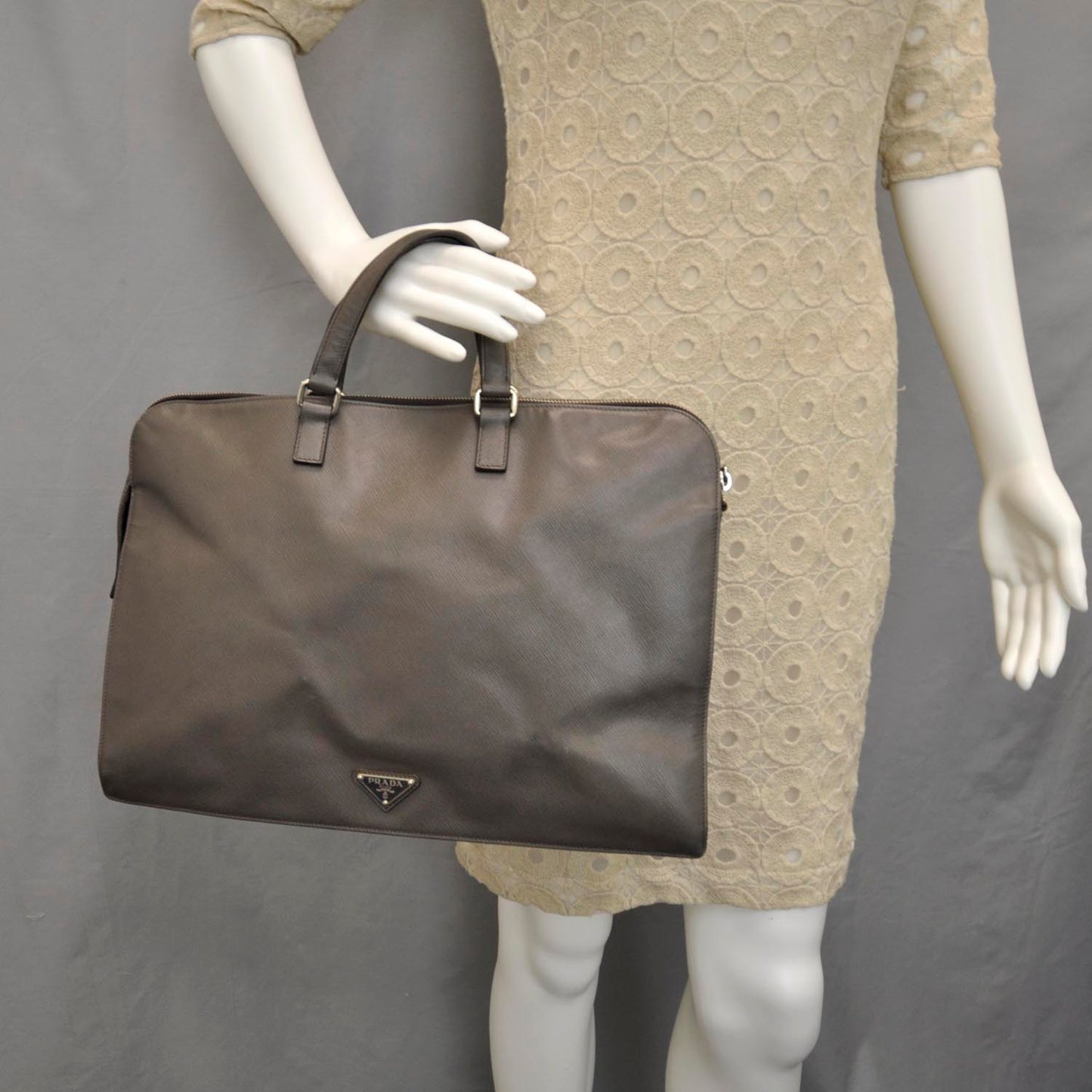 Saffiano Briefcase Grey