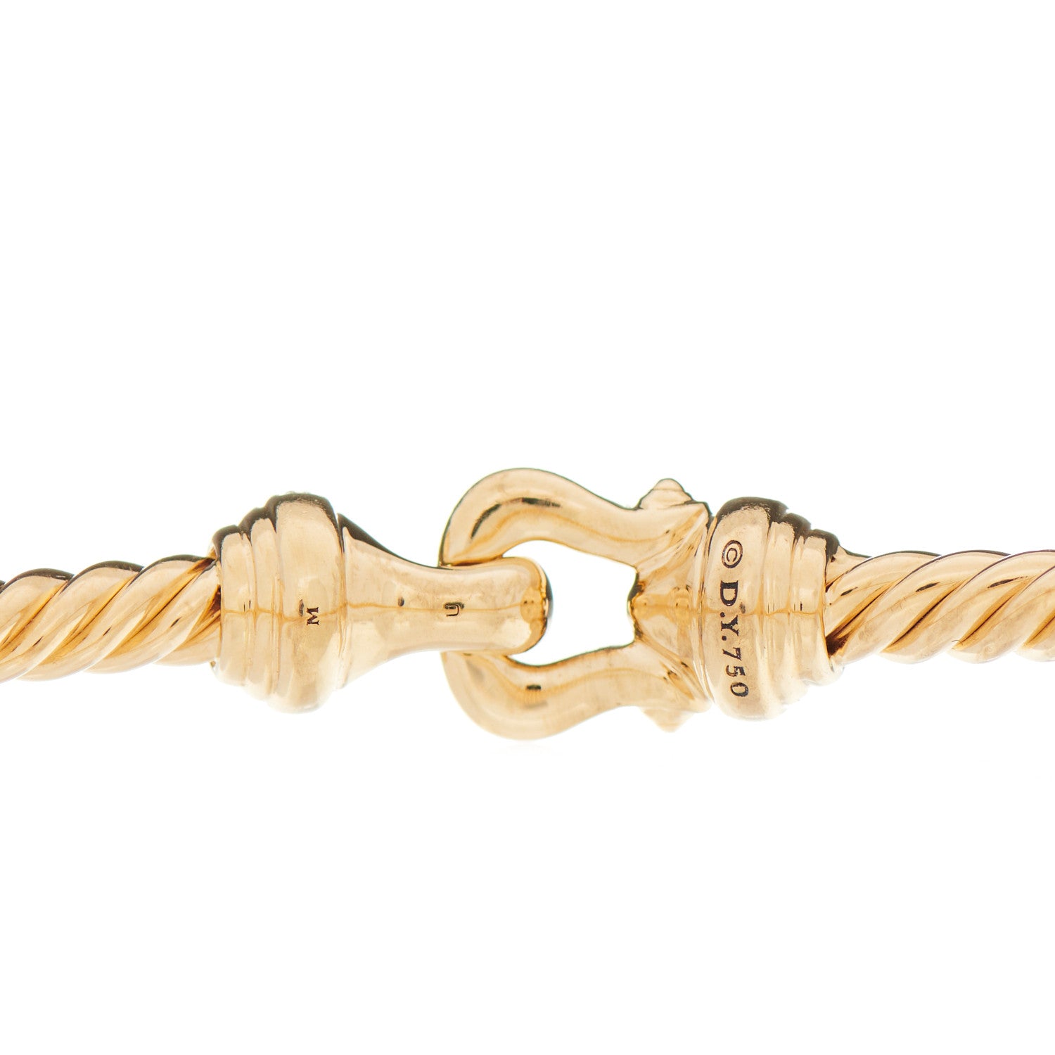 David Yurman 18K Yellow Gold Diamond 3.5mm Cable Buckle Bracelet 3 of 3