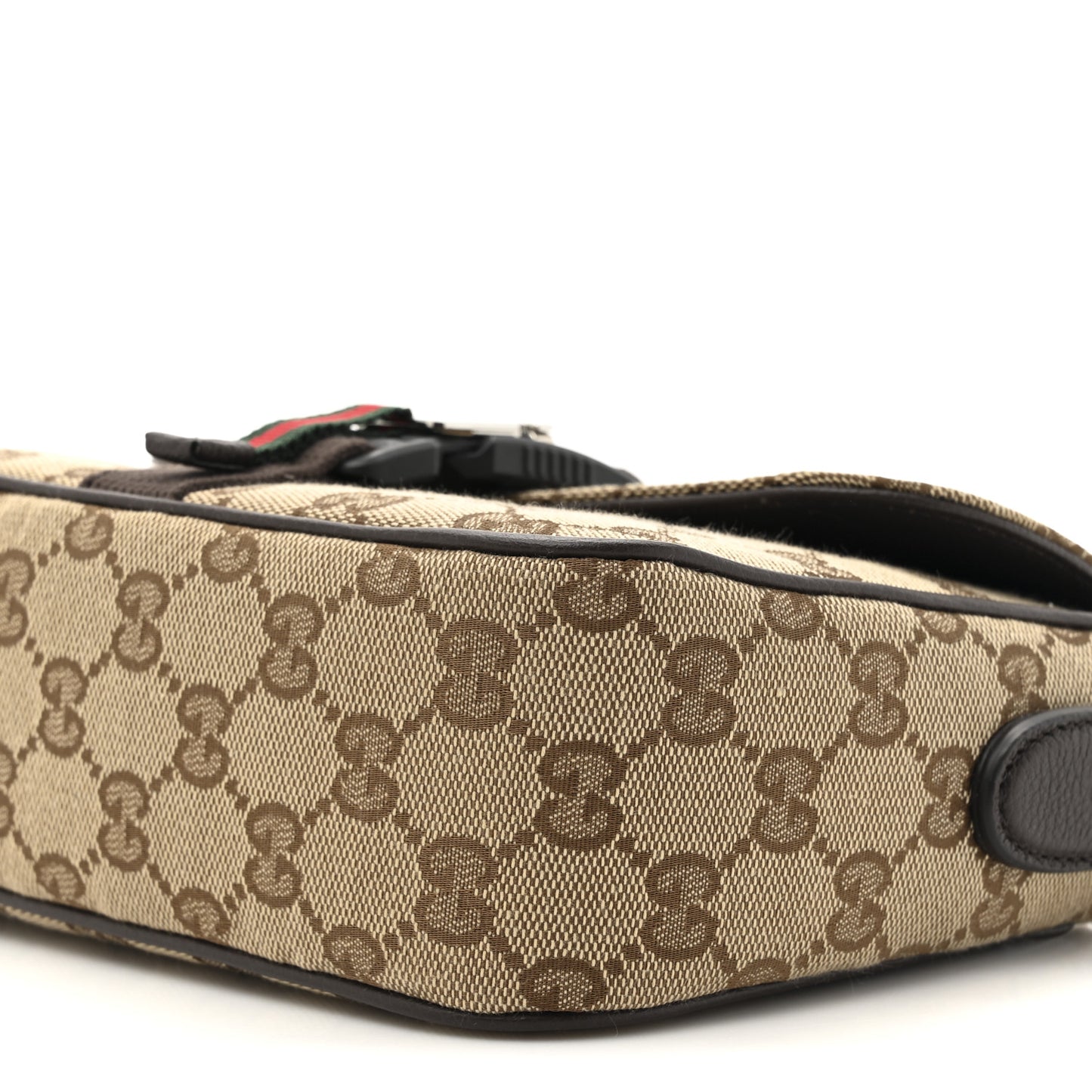 Monogram Textured Dollar Calfskin Web Mini Messenger Bag Beige Ebony Cocoa