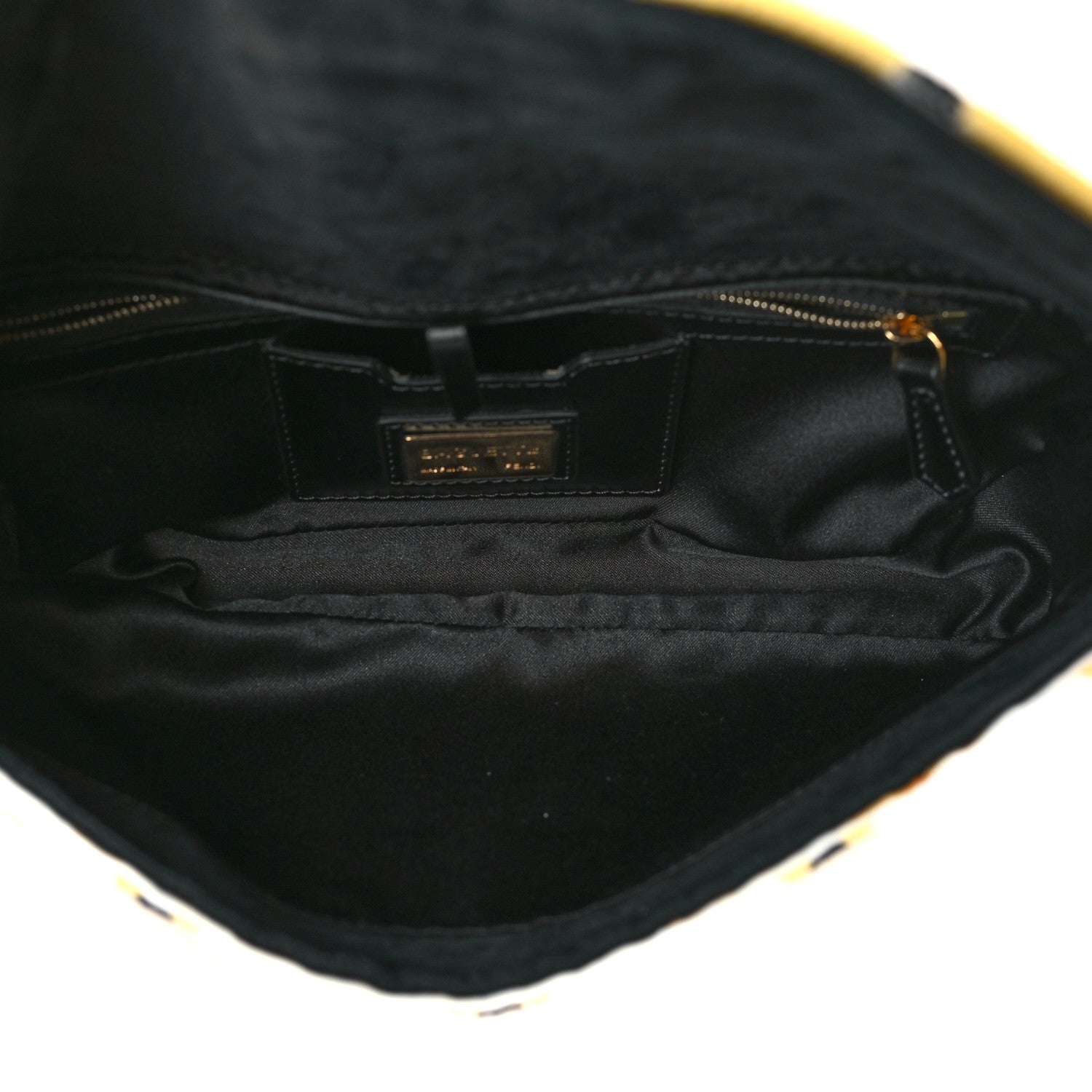 Fendi Satin Sequin Baguette Black Yellow White 6 of 11