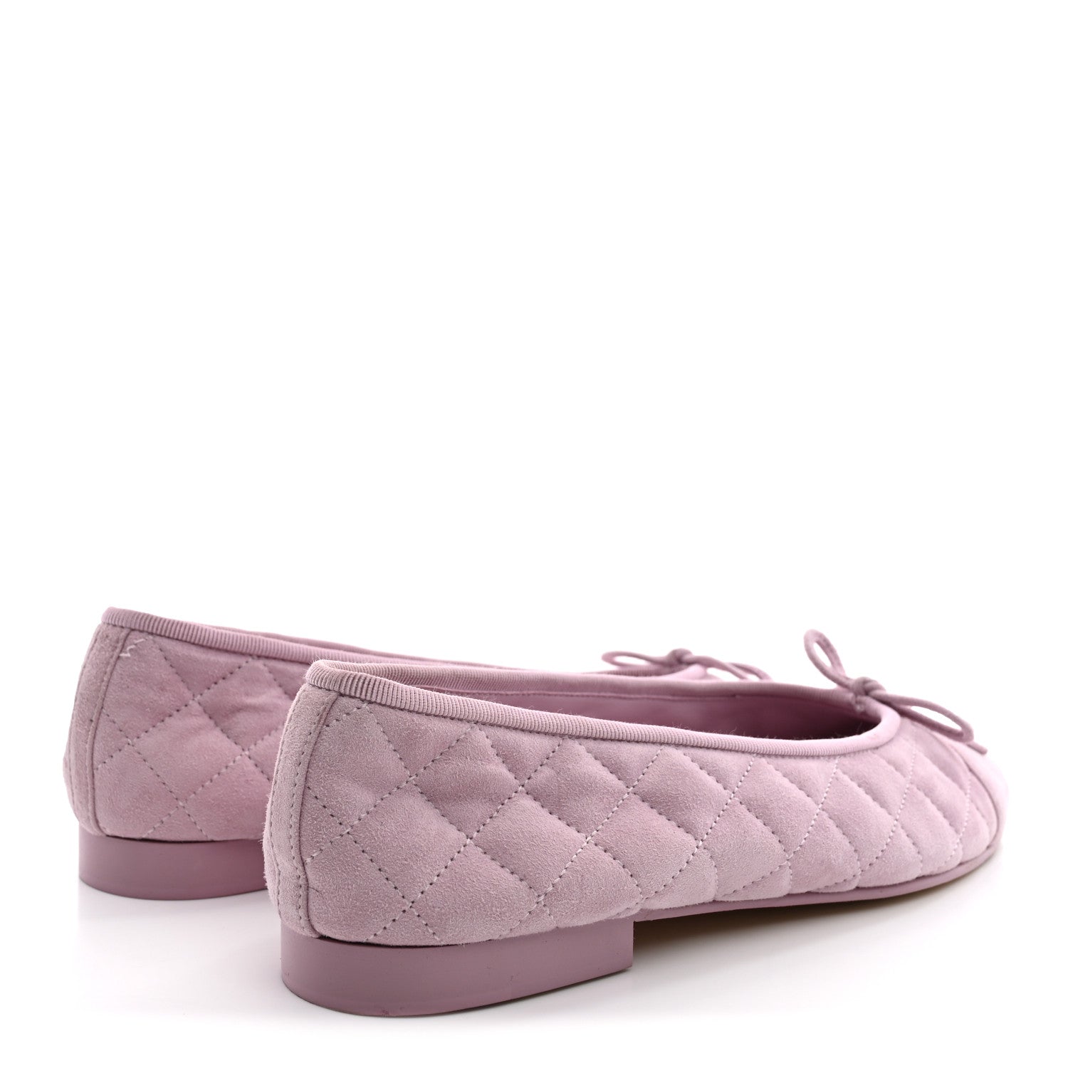 Chanel Suede Quilted Cap Toe CC Ballerina Flats 38.5 Light Pink 5 of 14