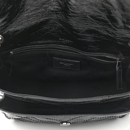Saint Laurent Crinkled Calfskin Matelasse Monogram Medium Niki Chain Satchel Black 5 of 11