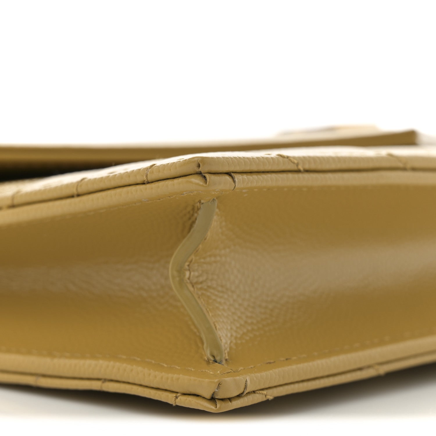 Saint Laurent Grain De Poudre Matelasse Chevron Monogram Envelope Chain Wallet Light Chartreuse 8 of 10