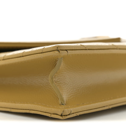 Saint Laurent Grain De Poudre Matelasse Chevron Monogram Envelope Chain Wallet Light Chartreuse 8 of 10