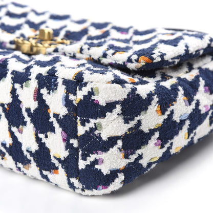 Chanel Tweed Quilted Medium 19 Flap Ecru Navy Blue Multicolor 7 of 10