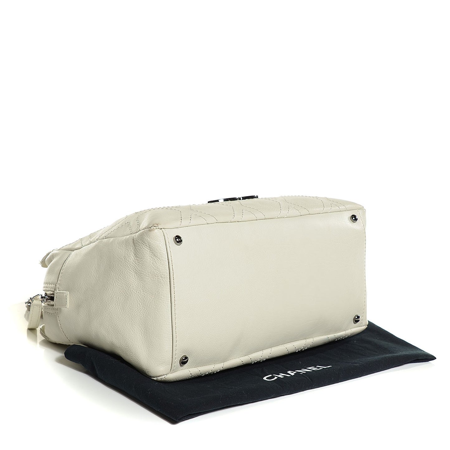 Calfskin Large Diamond Stitch Tote White