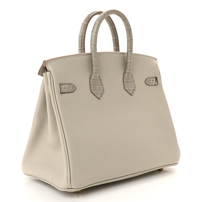 Hermes Togo Matte Alligator Birkin Touch 25 Gris Perle 3 of 11