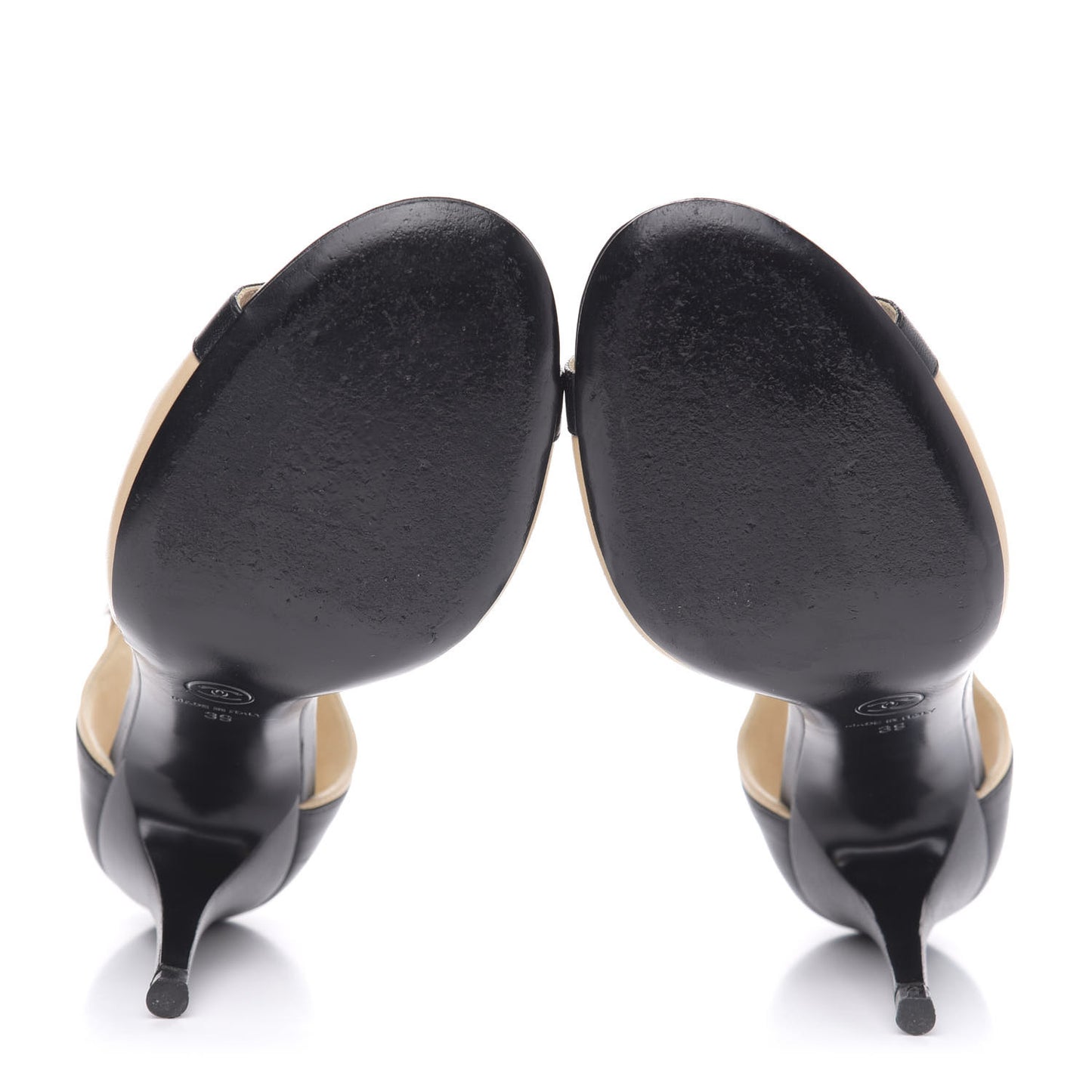 Lambskin Peep Toe Sandals 39 Beige Black