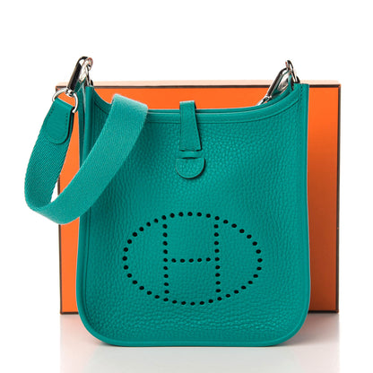 Hermes Taurillon Clemence Evelyne TPM Bleu Paon 11 of 11
