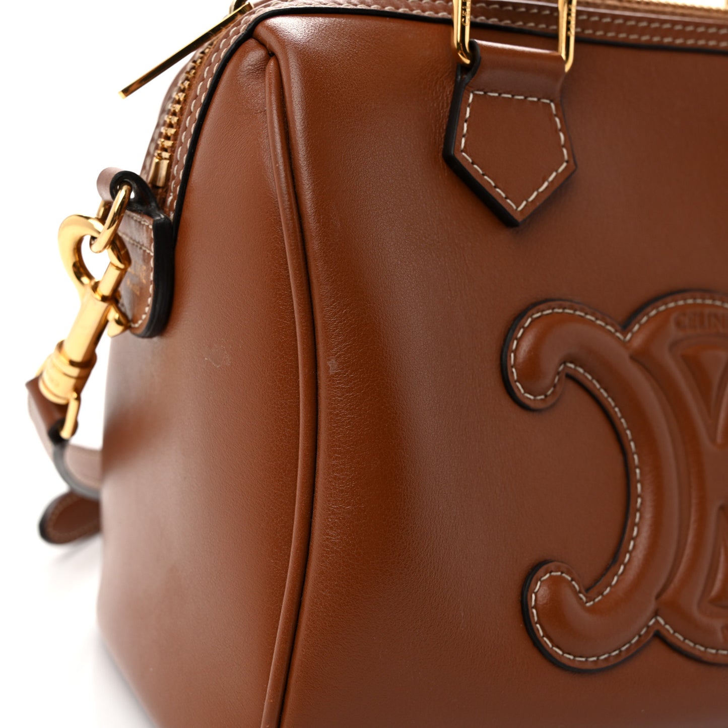 Smooth Calfskin Triomphe Small Boston Bag Tan