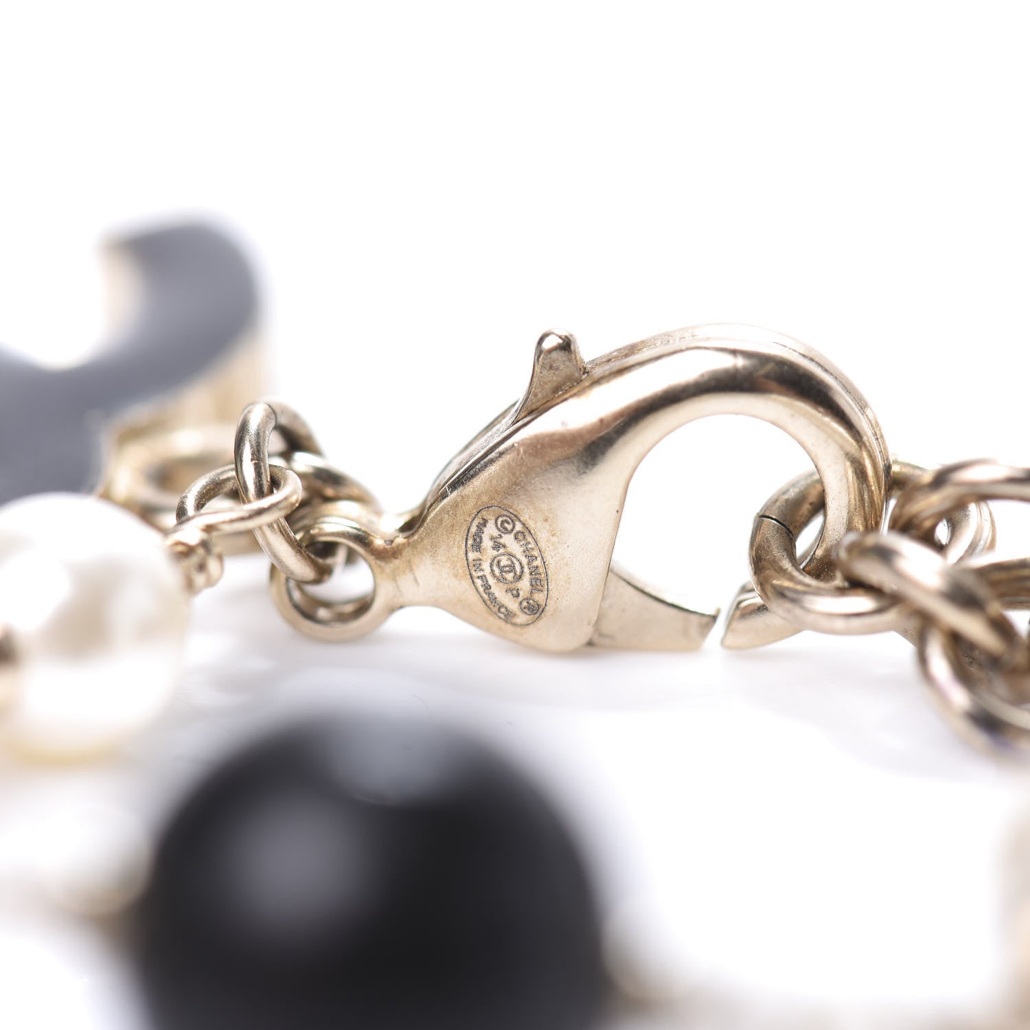 Chanel Enamel Pearl Beaded CC Bracelet Gold 4 of 4
