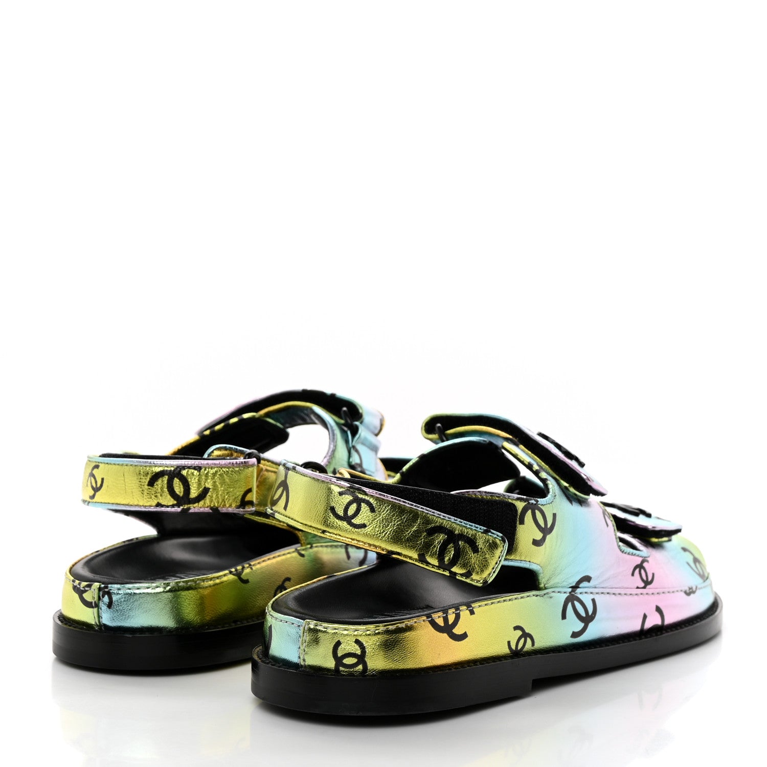 Chanel Laminated Lambskin Printed CC Dad Sandals 40 Multicolor 4 of 9