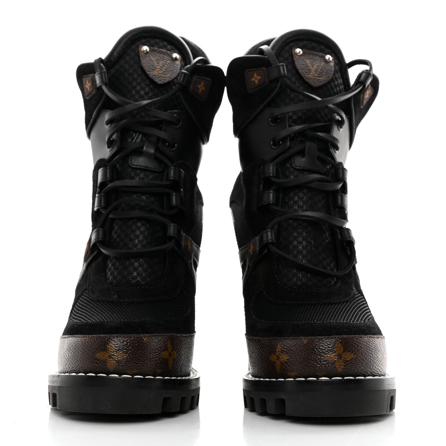 Suede Calfskin Monogram Star Trail Ankle Boots 39.5 Black