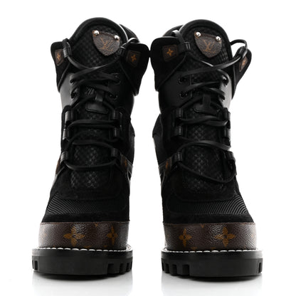 Louis Vuitton Suede Calfskin Monogram Star Trail Ankle Boots 39.5 Black 2 of 7