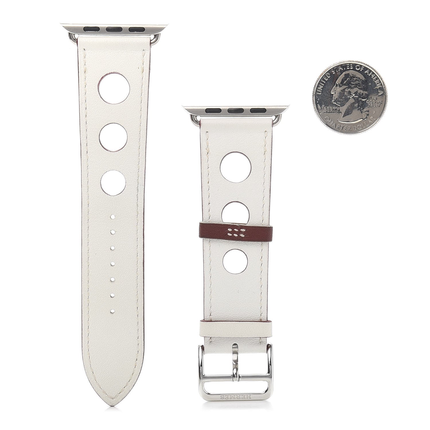 Hermes 42mm Apple Watch Single Tour Rallye Band White 2 of 5