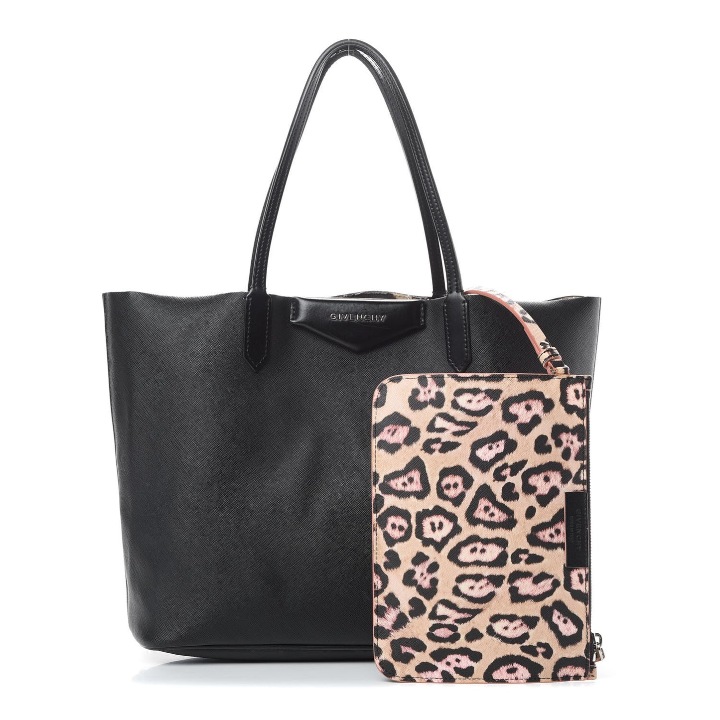 Coated Canvas Medium Antigona Tote Black