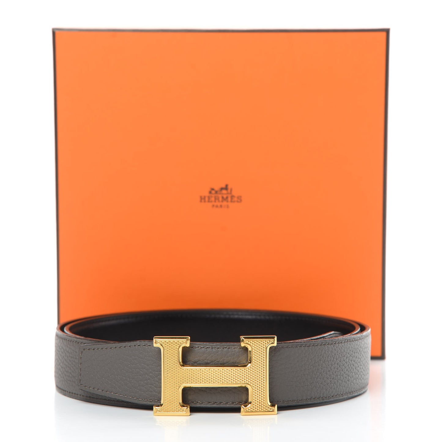 Box Togo 32mm Guilloche H Belt 105 Black Etain