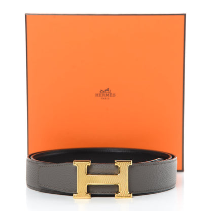 Hermes Box Togo 32mm Guilloche H Belt 105 Black Etain 8 of 8