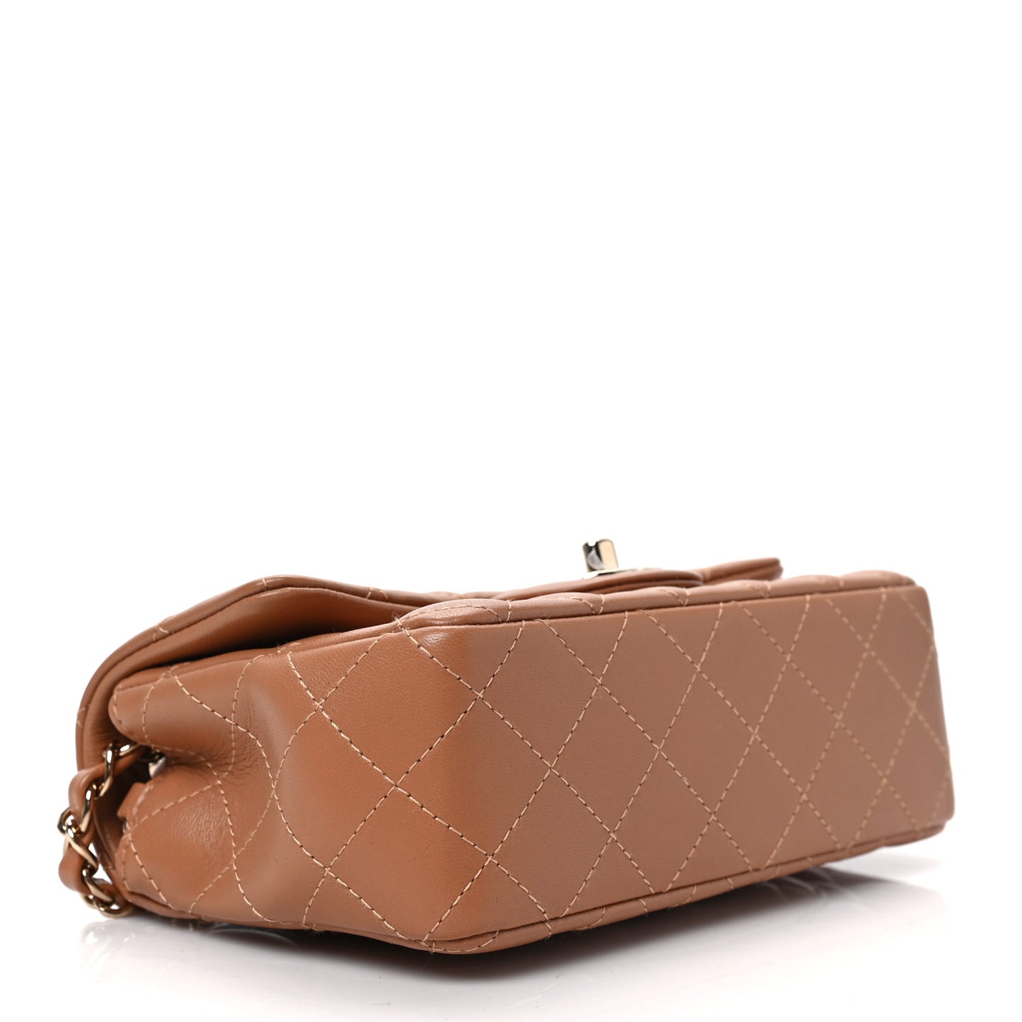Lambskin Quilted Mini Rectangular Flap Brown