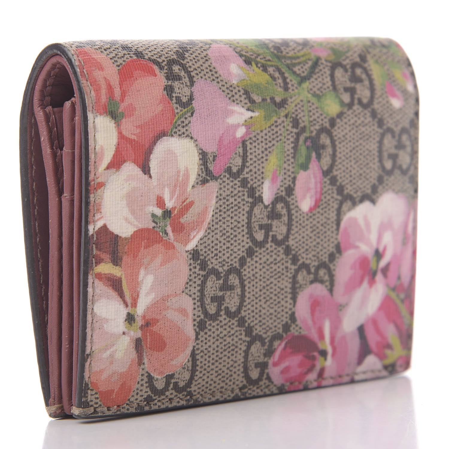 Gucci GG Supreme Monogram Blooms Card Case Beige Multicolor Dry Rose 3 of 10