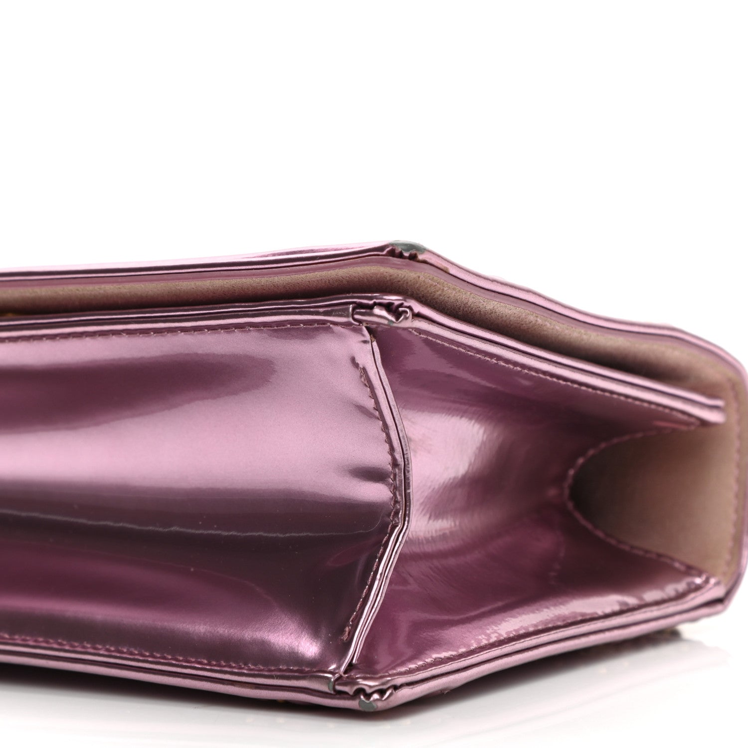 Christian Dior Metallic Patent Studded Small Diorama Flap Bag Pink 9 of 12
