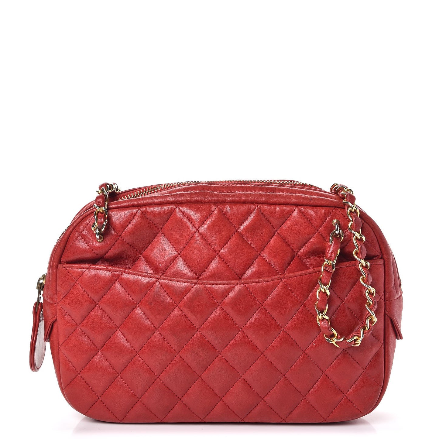 Lambskin Quilted Camera Case Red