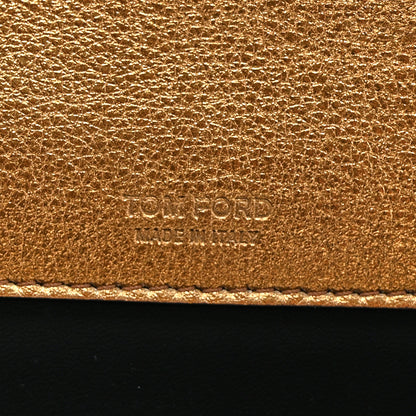 Tom Ford Metallic Textured Fabric Nobile Clutch Dark Gold 6 of 10
