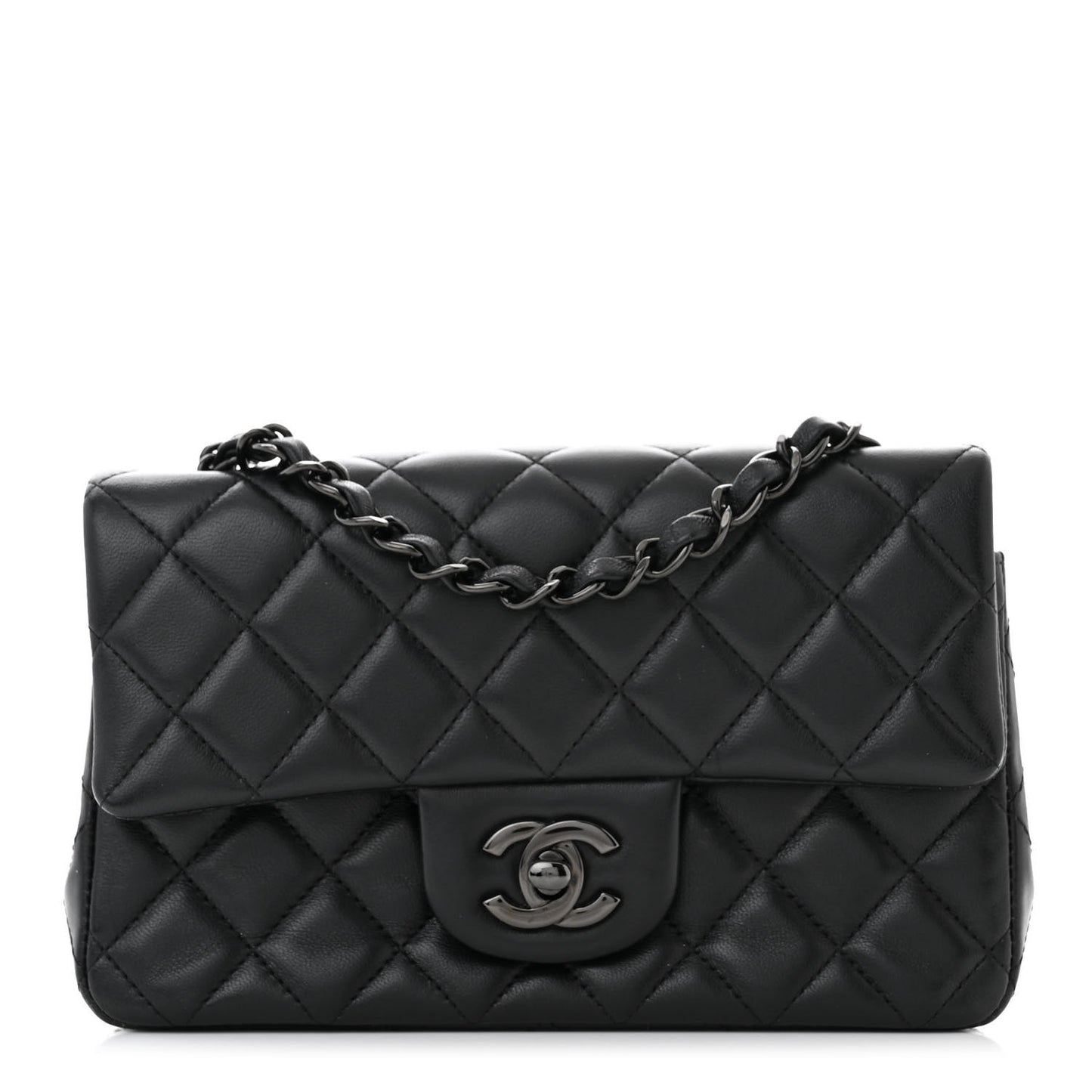 Lambskin Quilted Mini Rectangular Flap So Black