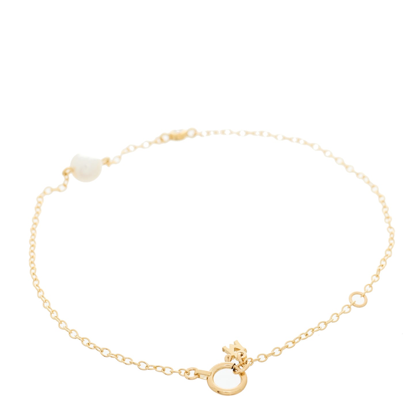 18K Yellow Gold Diamond Akoya Cultured Pearl 5mm Station Bracelet