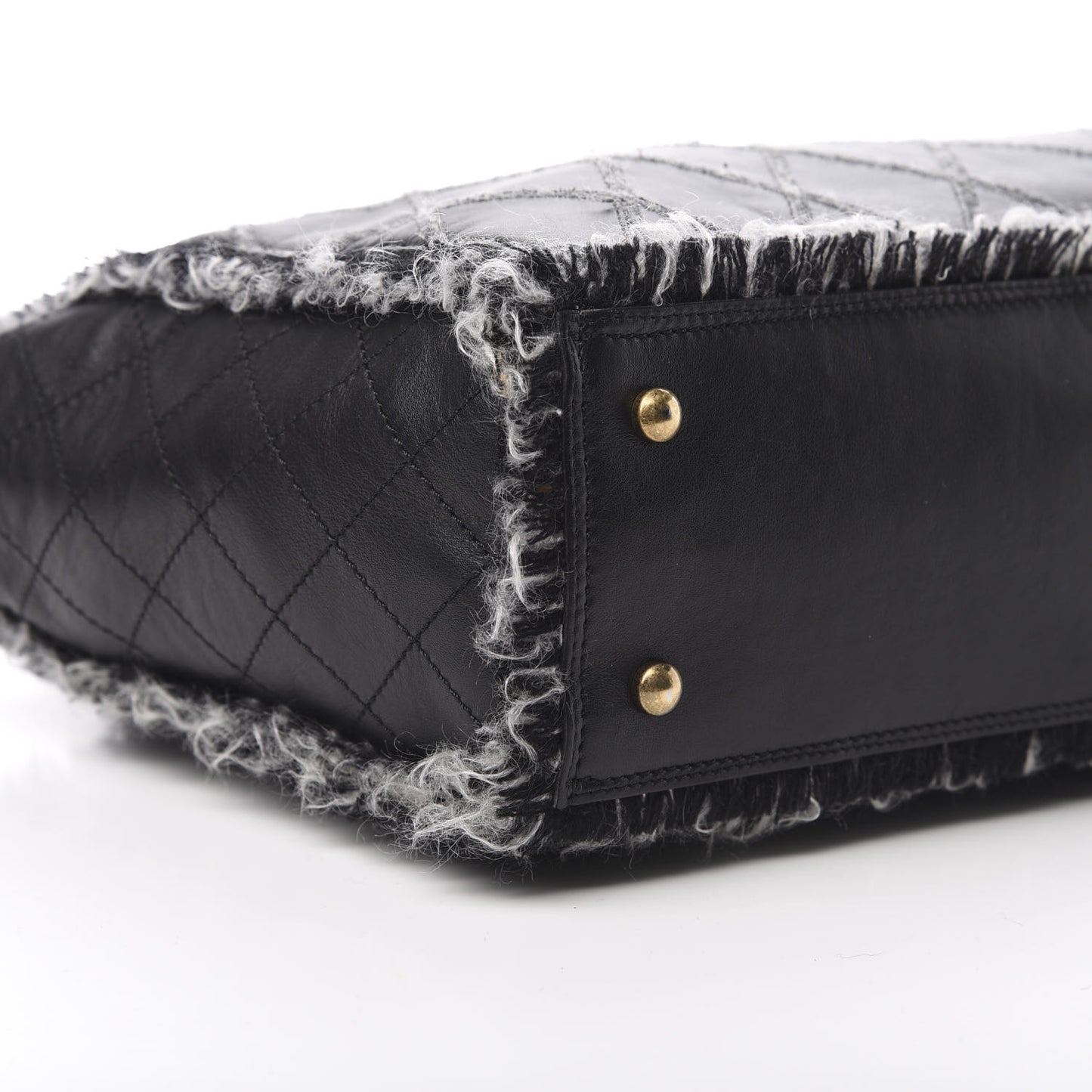 Tweed Calfskin Tweedy Shopping Tote Black
