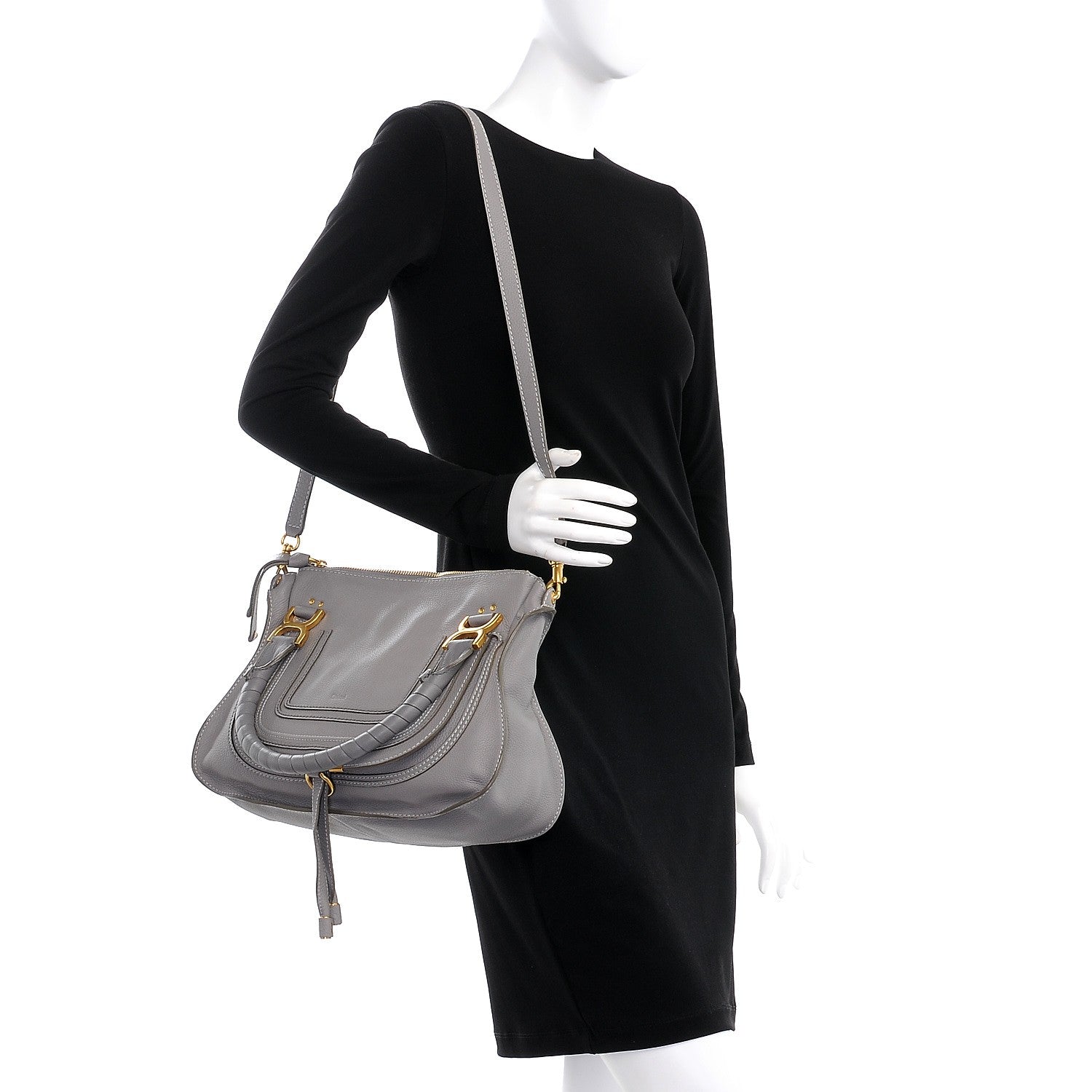 Chloe Calfskin Medium Marcie Satchel Cashmere Grey 2 of 11