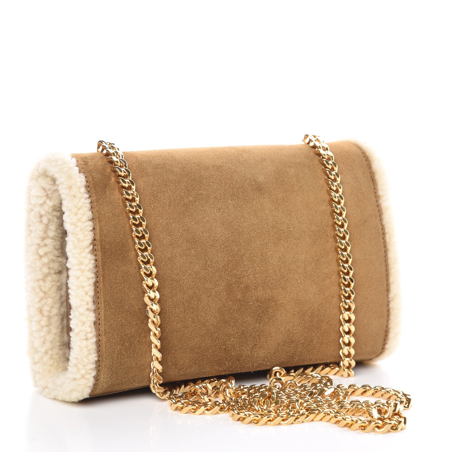 Shearling Suede Small Kate Satchel Light Ocre