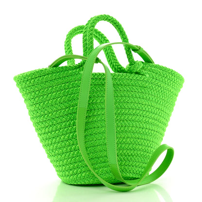 Balenciaga Nylon Lambskin Woven Small Ibiza Basket With Strap Green 2 of 10