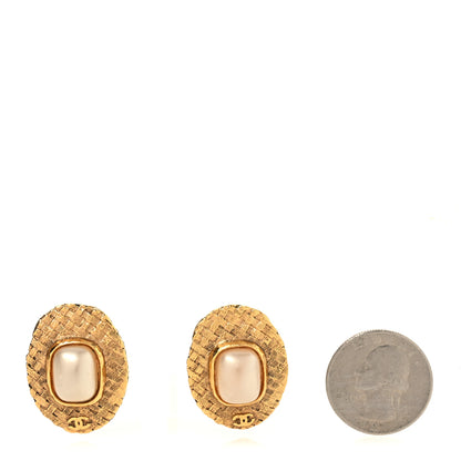 Chanel Pearl Clip On Earrings Gold 2 of 4