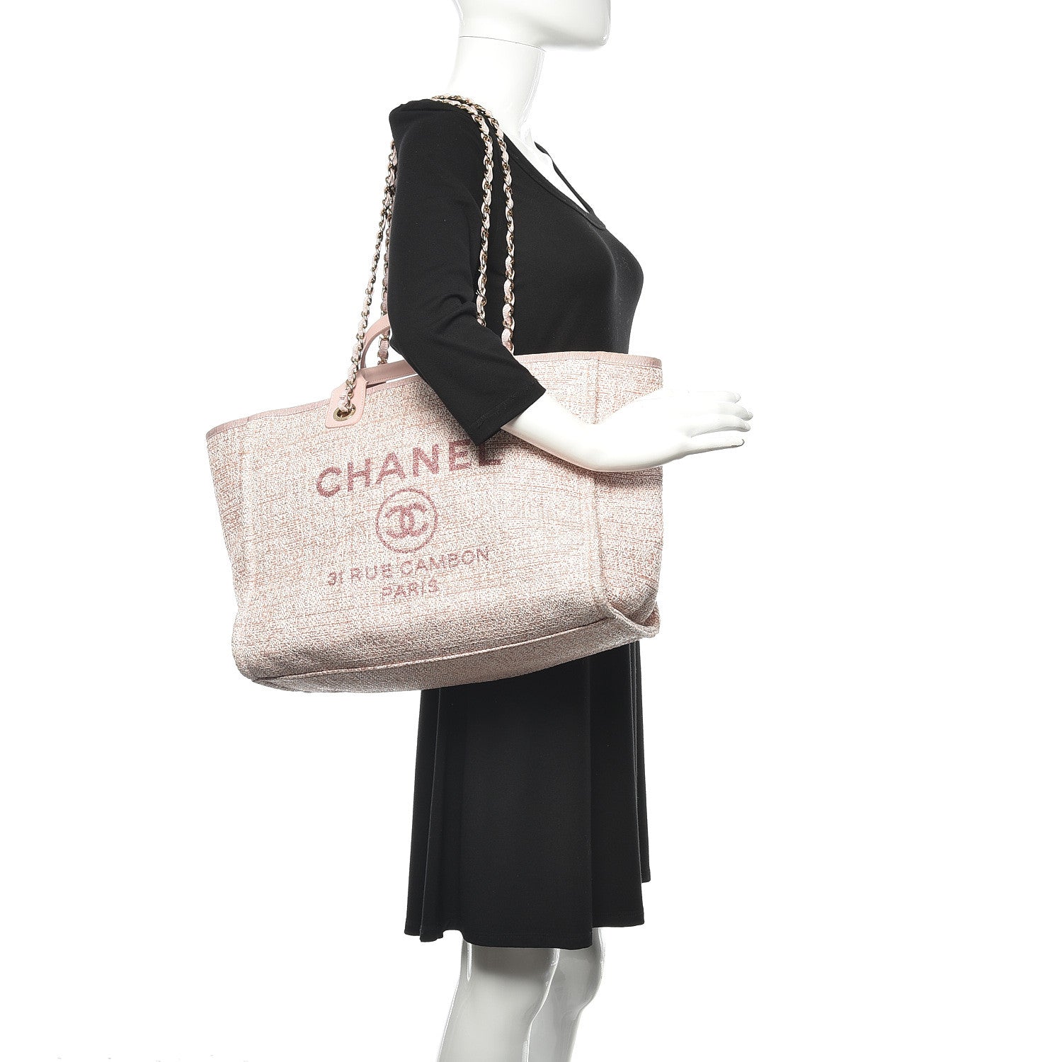 Chanel Straw Lurex Large Deauville Tote Pink 2 of 19