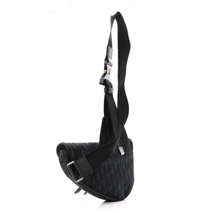 Christian Dior Oblique Mens Saddle Bag Black Blue 3 of 11