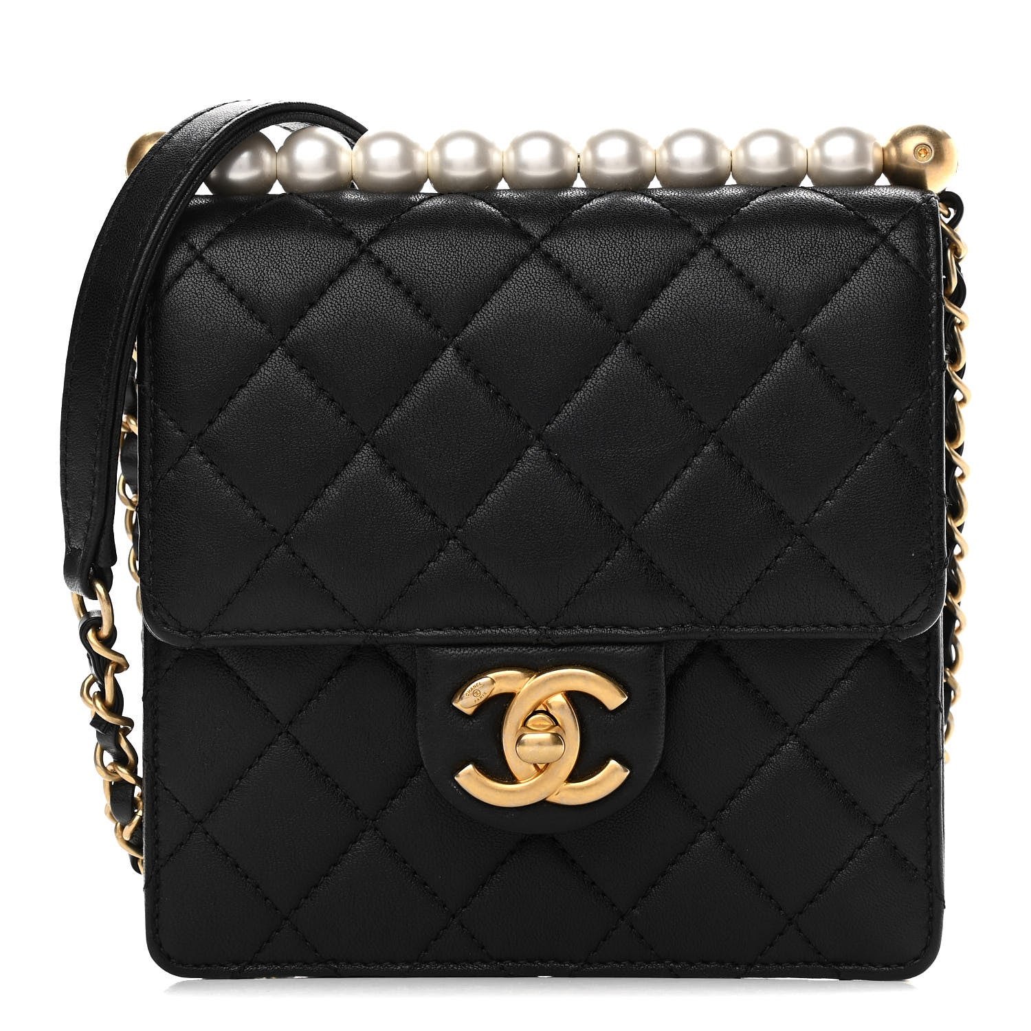 Chanel Goatskin Quilted Chic Pearls Flap Black 1 of 10