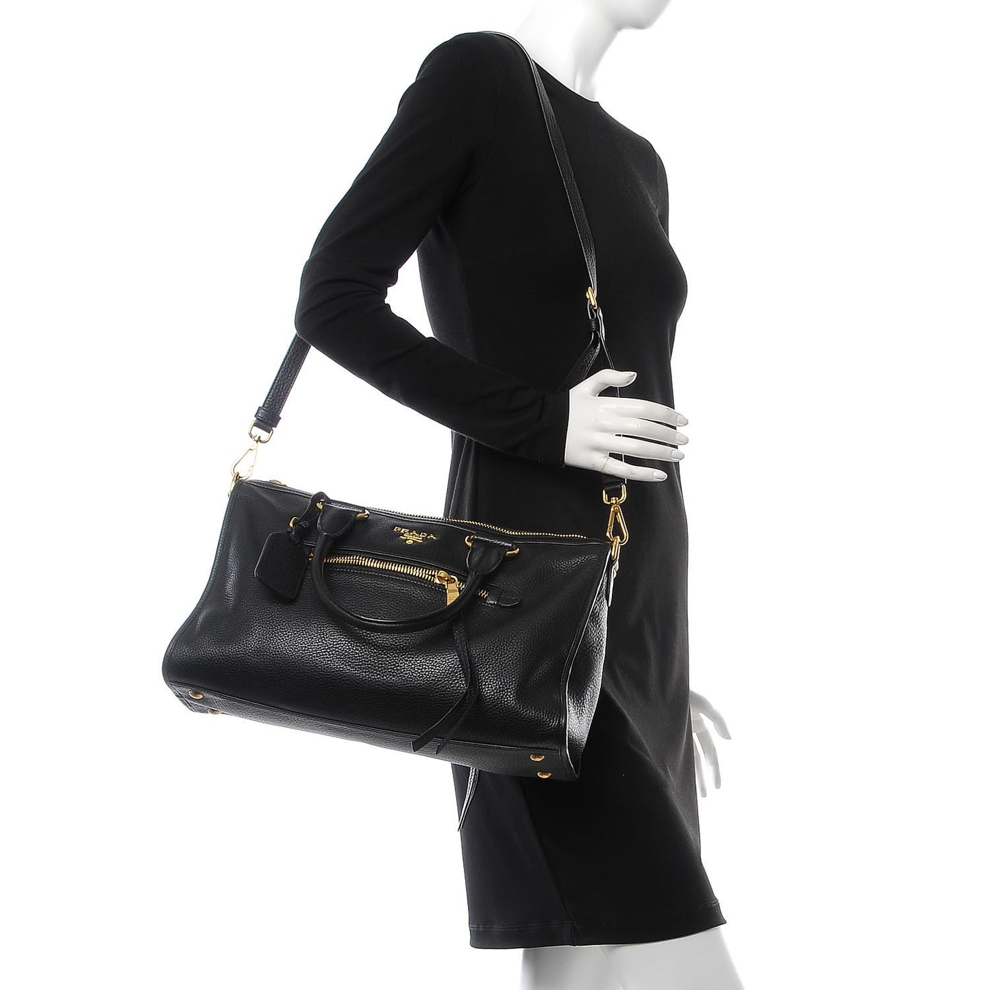 Vitello Daino Shopping Satchel Black