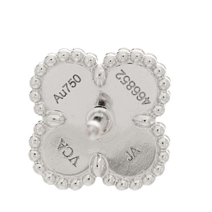 Van Cleef & Arpels 18K White Gold Mother of Pearl Sweet Alhambra Earrings 4 of 5