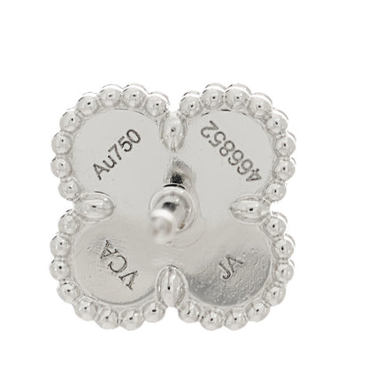 Van Cleef & Arpels 18K White Gold Mother of Pearl Sweet Alhambra Earrings 4 of 5
