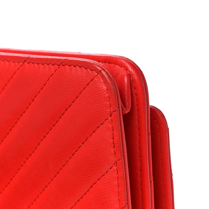 Chanel Lambskin Chevron Quilted Trendy CC Wallet On Chain WOC Red 21 of 22