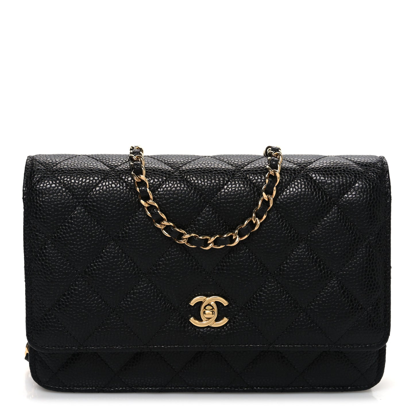 Caviar Quilted CC Turnlock Wallet On Chain WOC Black