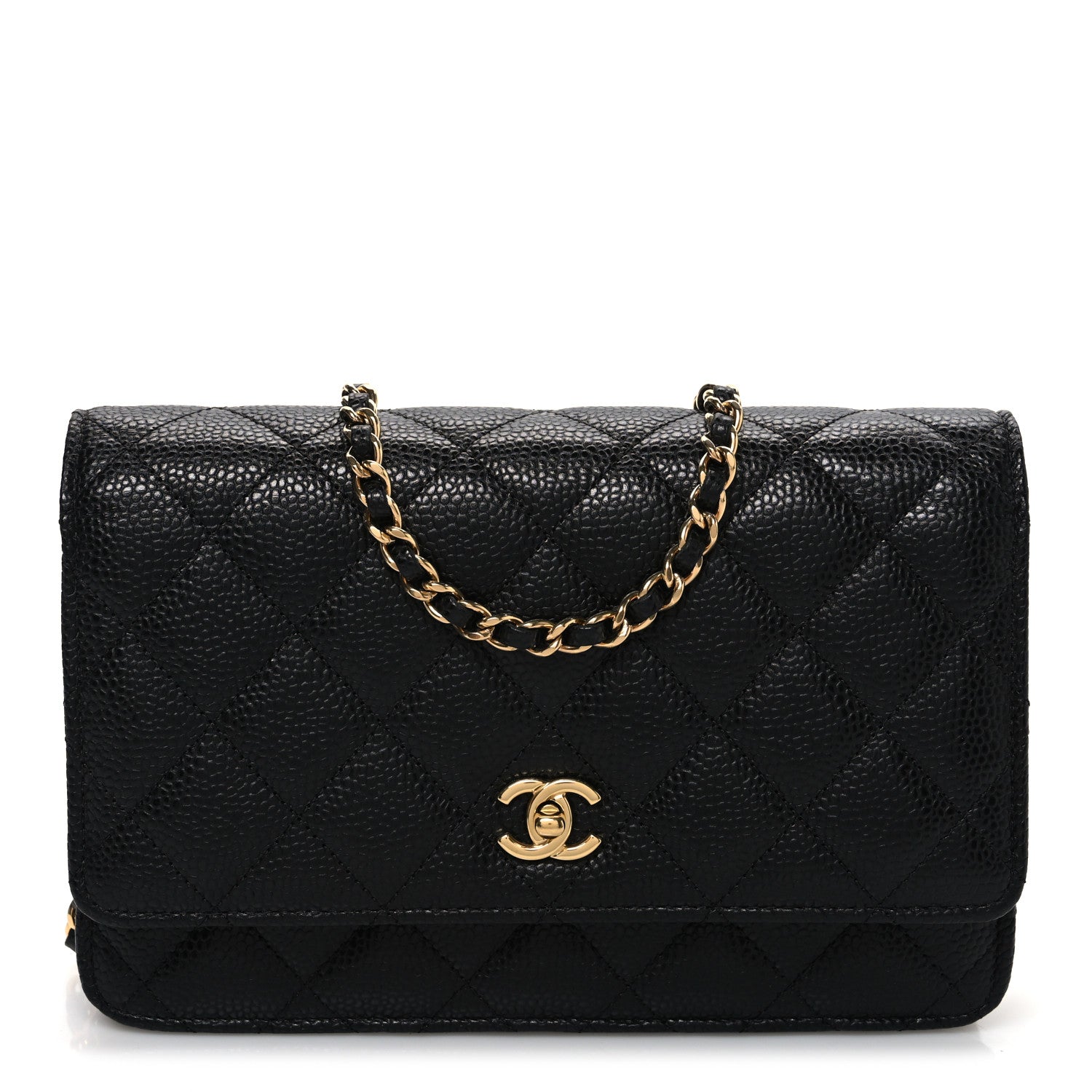 Chanel Caviar Quilted CC Turnlock Wallet On Chain WOC Black 1 of 12