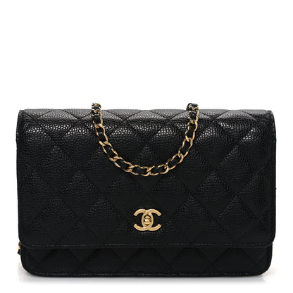 Chanel Caviar Quilted CC Turnlock Wallet On Chain WOC Black 1 of 12